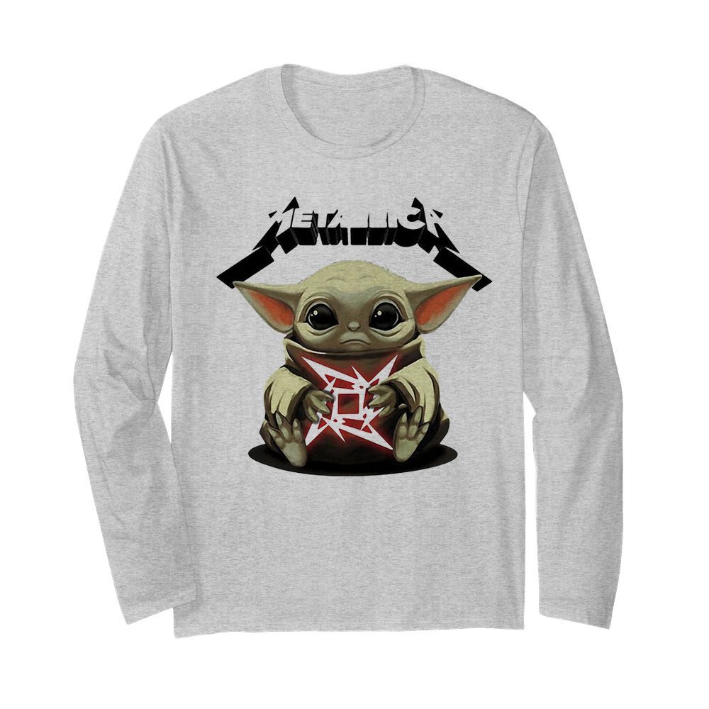 Star wars baby yoda hug metallica  Long Sleeved T-shirt 