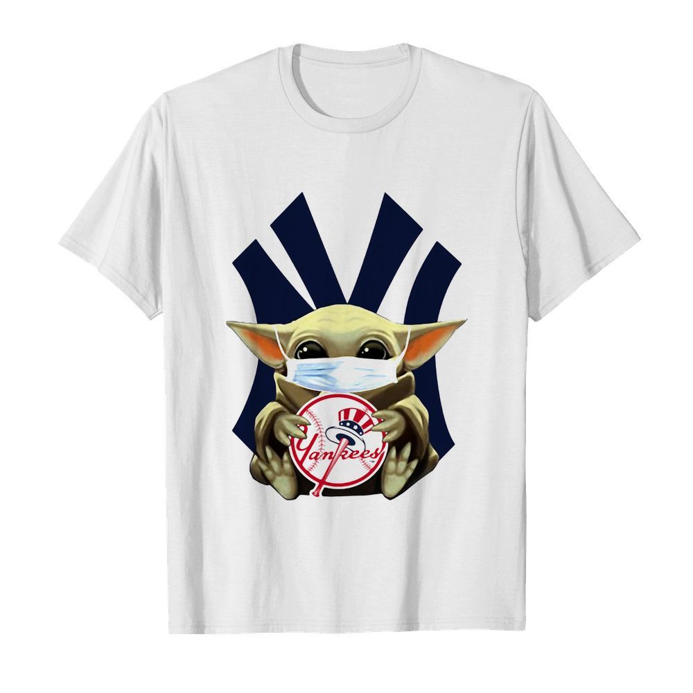 Star wars baby yoda mask hug new york yankees shirt