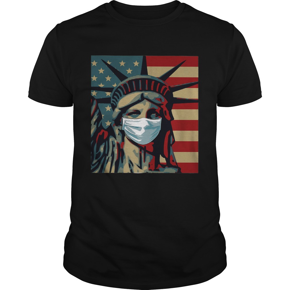 Statue of liberty mask american flag independence day shirt