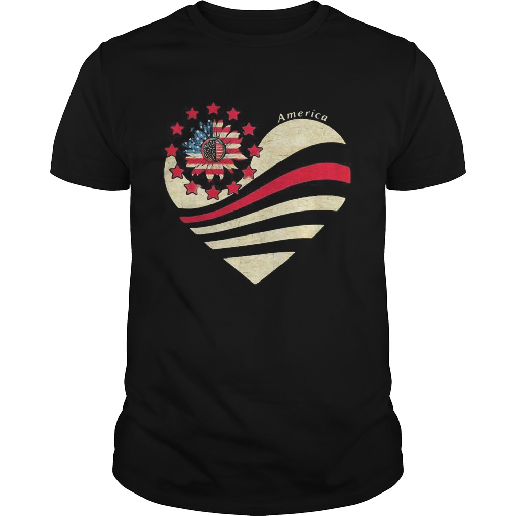 Sunflower Heart American Flag Independence Day  Unisex