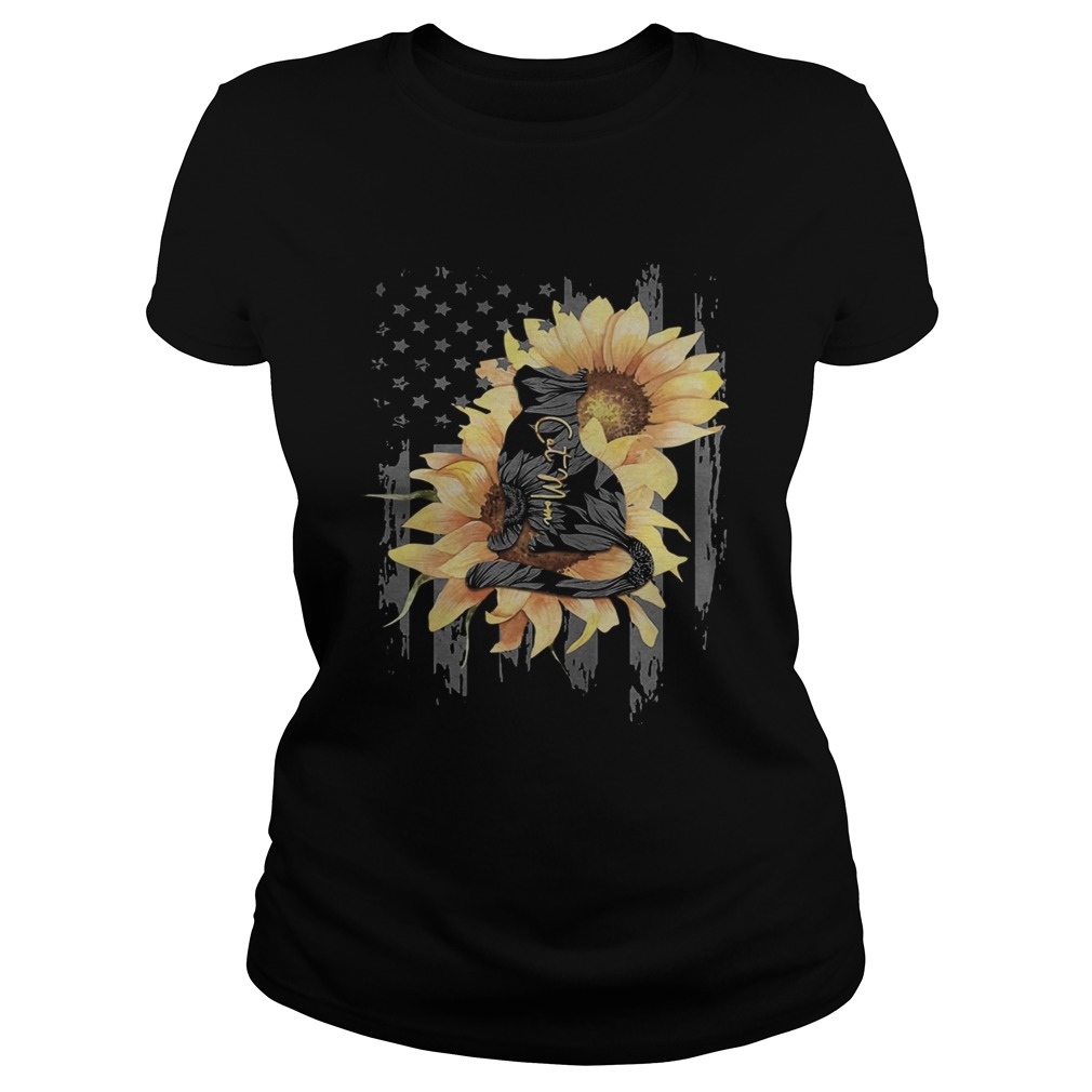 Sunflowers cat mom american flag independence day  Classic Ladies