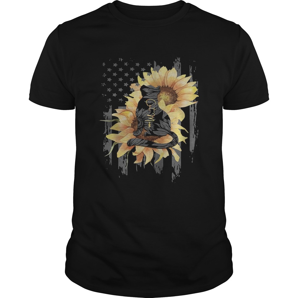 Sunflowers cat mom american flag independence day  Unisex