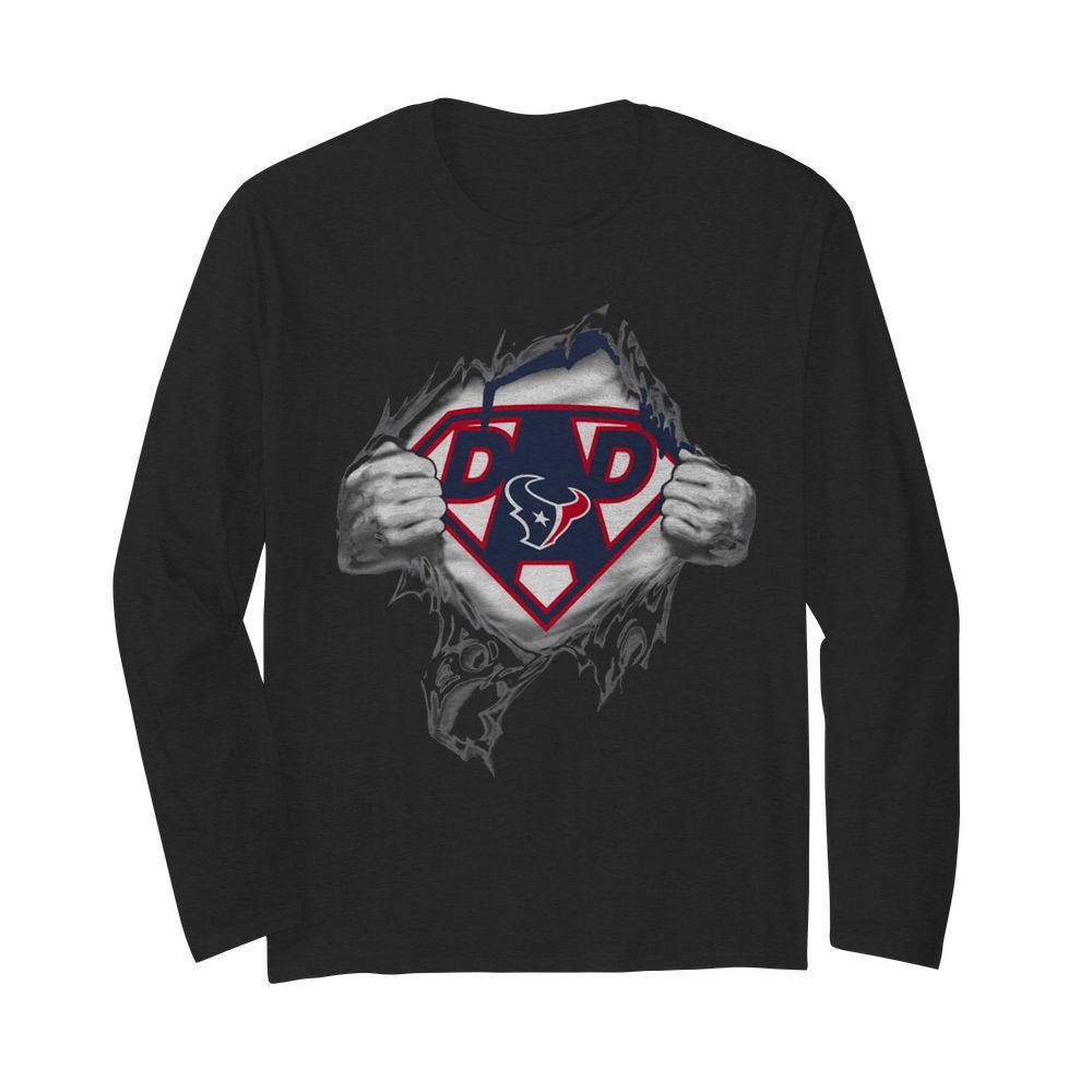 Superhero National Football League Houston Texans Father's Day  Long Sleeved T-shirt 