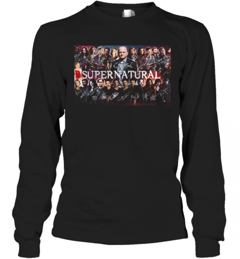 Supernatural Movie Characters Signatures Poster T-Shirt Long Sleeved T-shirt 