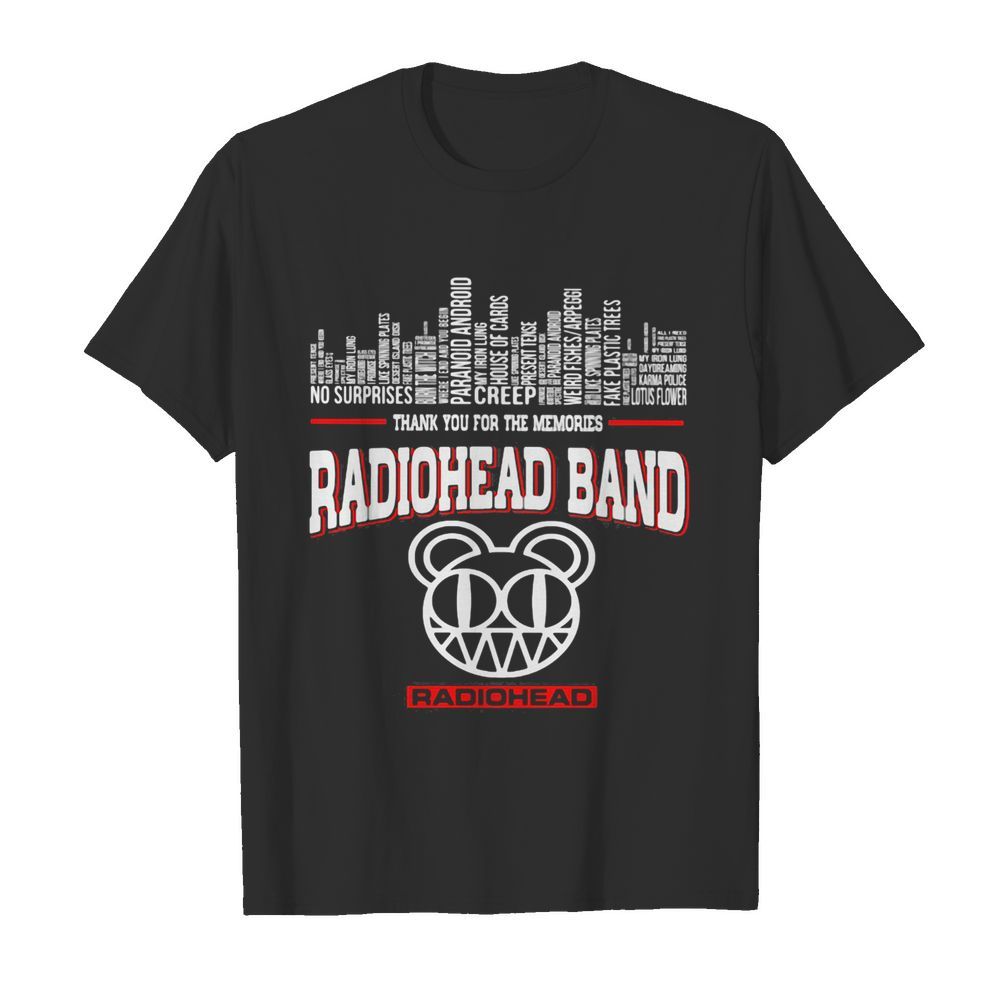 Thank you for the memories radiohead band shirt