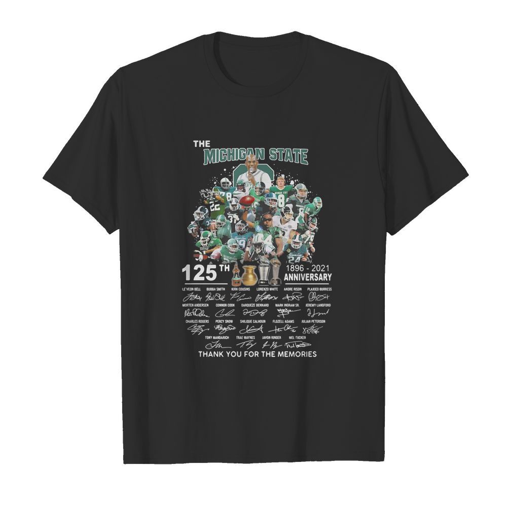 The Michigan state spartans football 125th anniversary 1896 2021 thank you for the memories signatures shirt