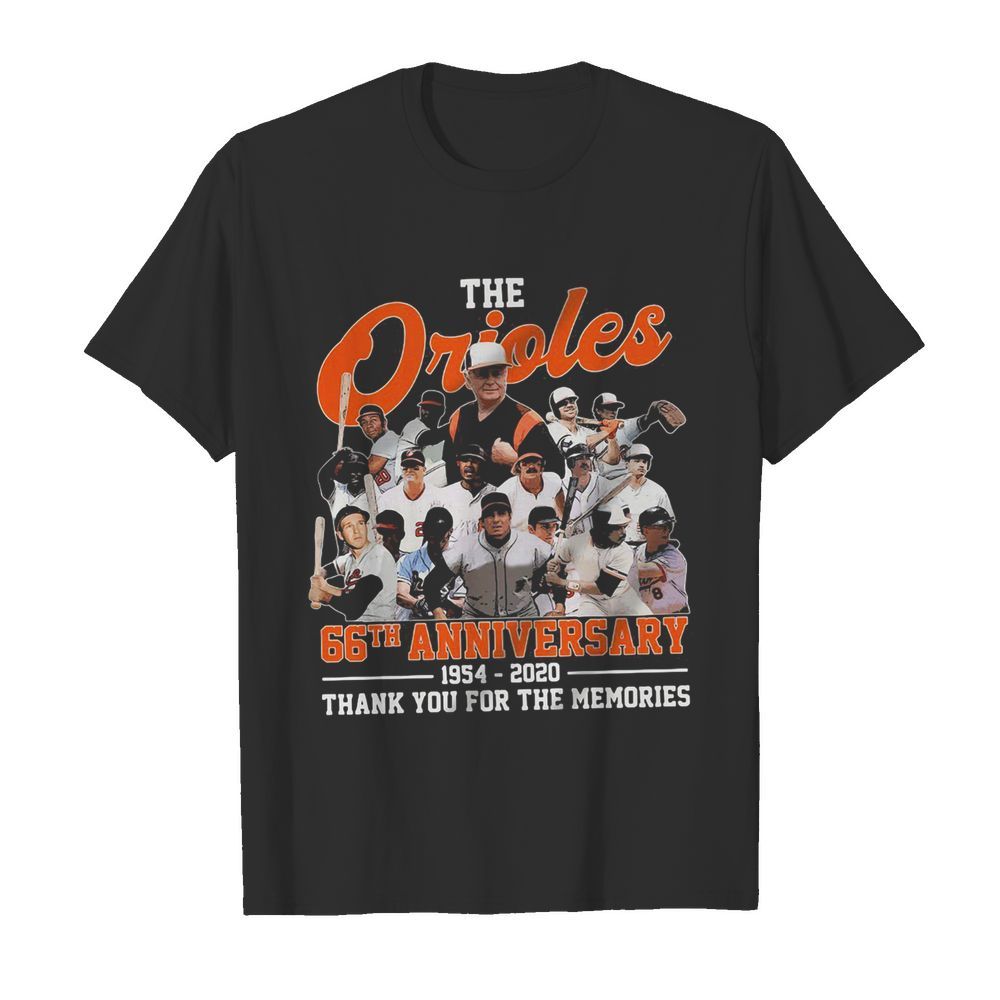 The baltimore orioles 66th anniversary 1954 2020 thank you for the memories shirt