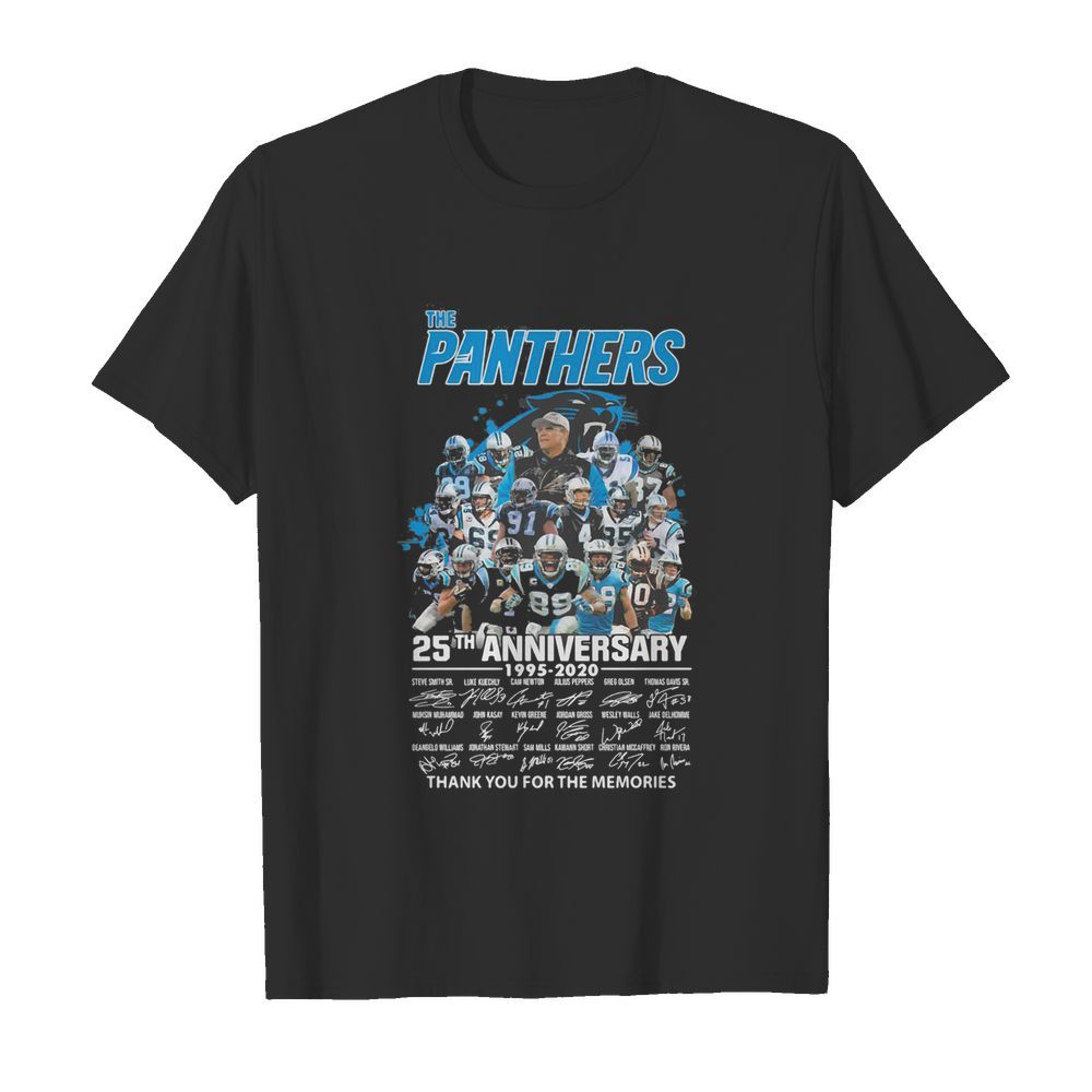 The carolina panthers football 25th anniversary 1995 2020 thank you for the memories signatures shirt