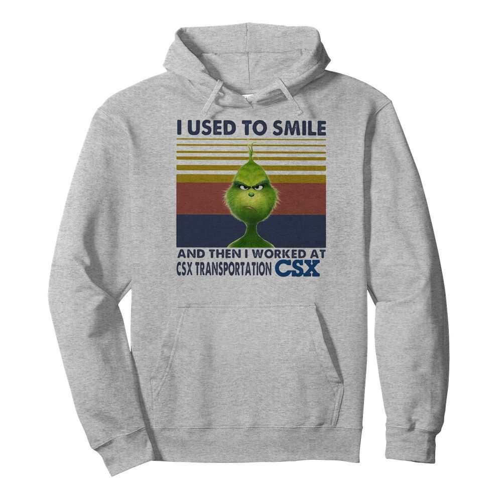 The grinch I used to smile and then I worked at csx transportation csx vintage retro  Unisex Hoodie