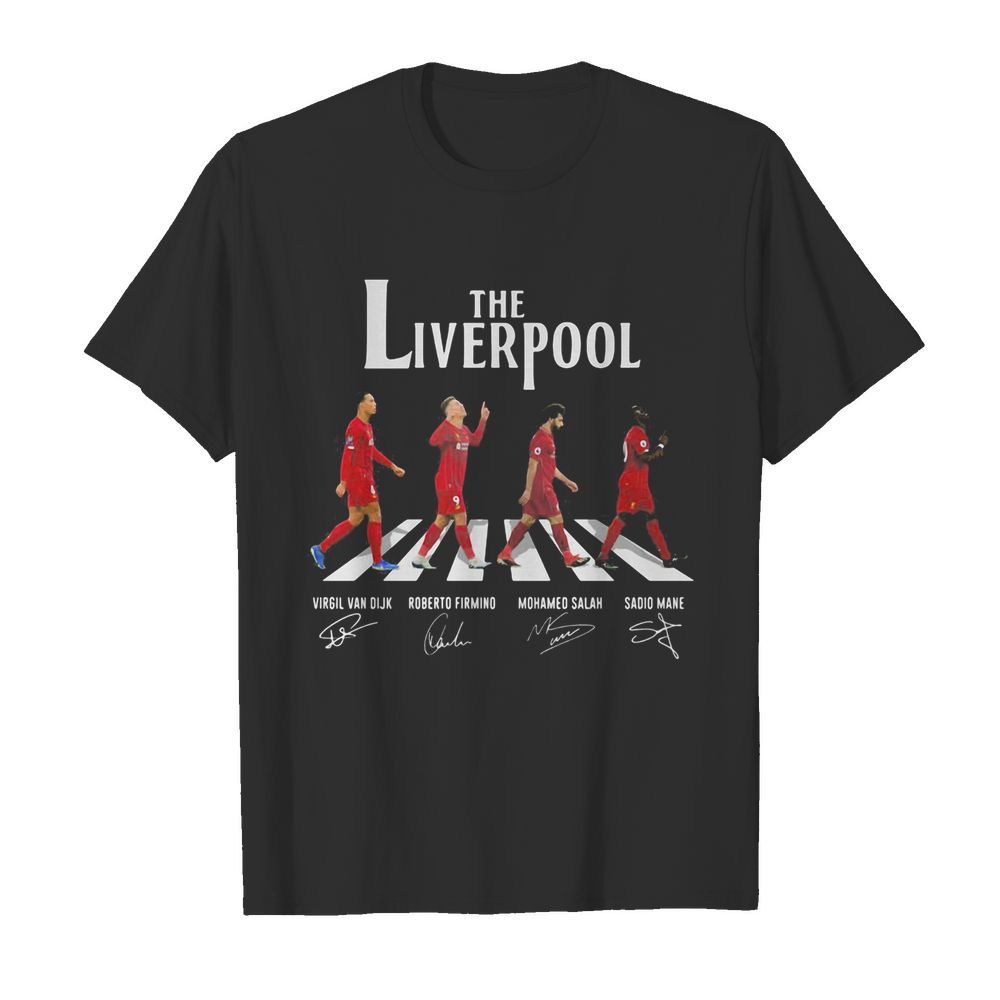 The liverpool abbey road virgil van dijk roberto firmino mohamed salah sadio mane signatures shirt