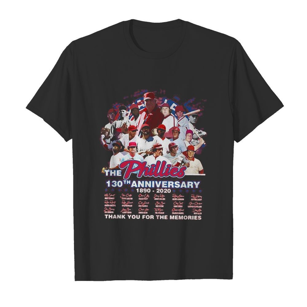 The philadelphia phillies 130th anniversary 1890 2020 thank you for the memories signatures shirt