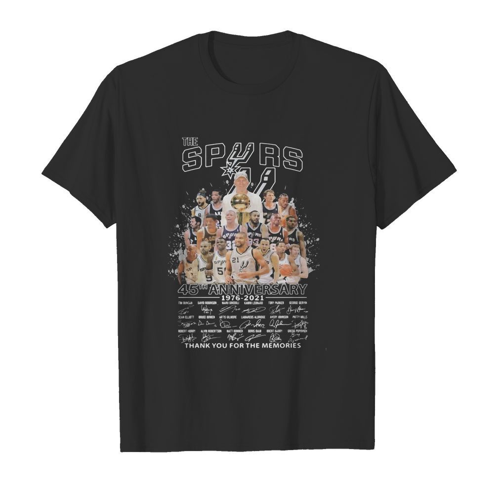 The san antonio spurs 45th anniversary 1976 2021 thank you for the memories signatures shirt