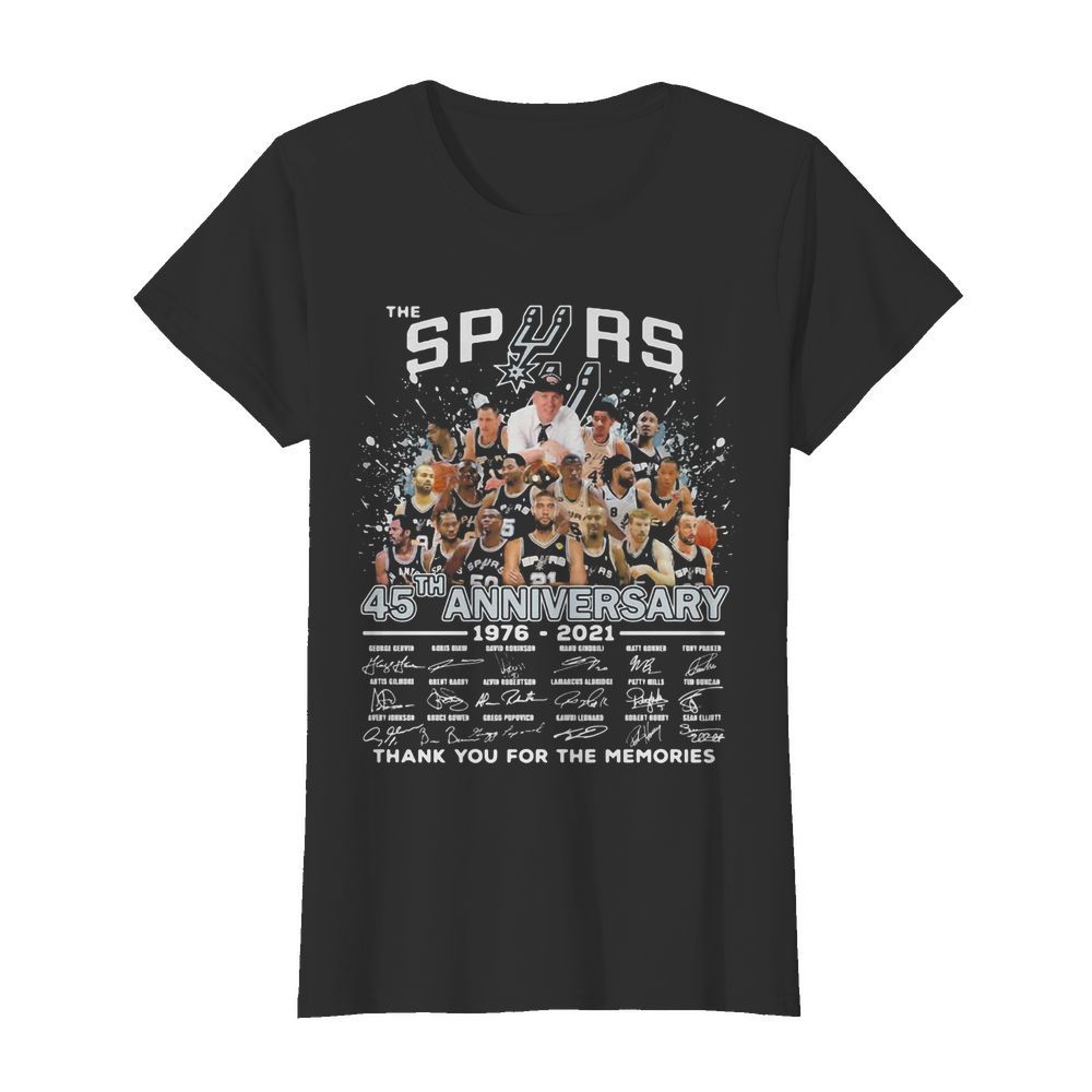 The san antonio spurs basketball team 45th anniversary 1976 2021 thank you for the memories signatures  Classic Women's T-shirt