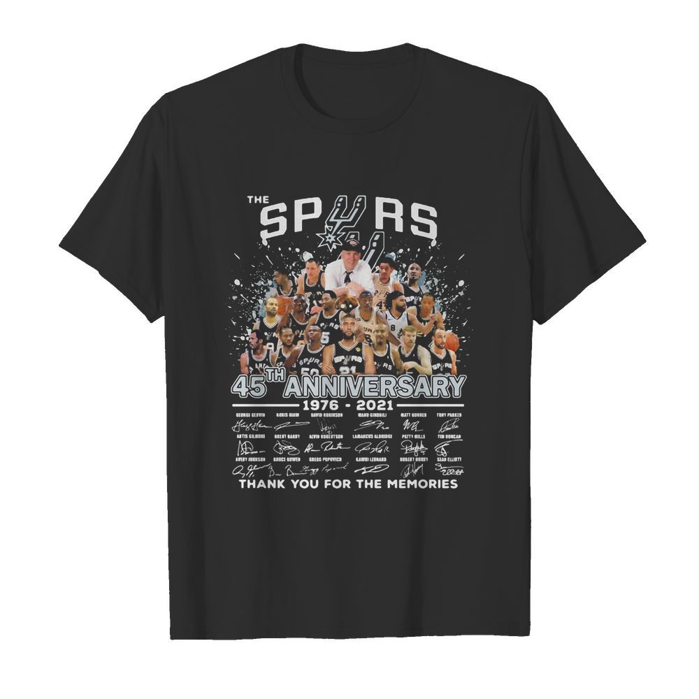 The san antonio spurs basketball team 45th anniversary 1976 2021 thank you for the memories signatures shirt