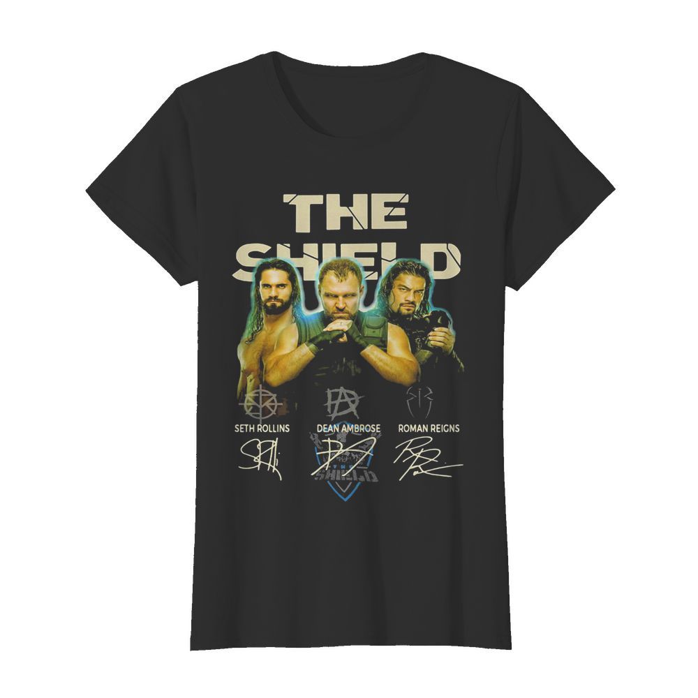 The shield seth rollins dean ambrose roman reigns signatures  Classic Women's T-shirt