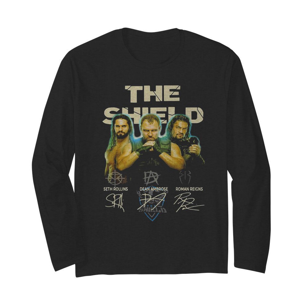 The shield seth rollins dean ambrose roman reigns signatures  Long Sleeved T-shirt 