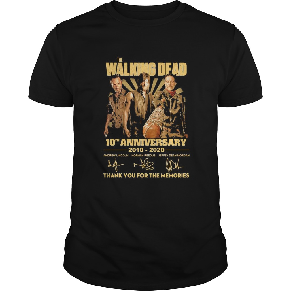 The walking dead movie 10th anniversary 2010 2020 thank you for the memories signatures shirt