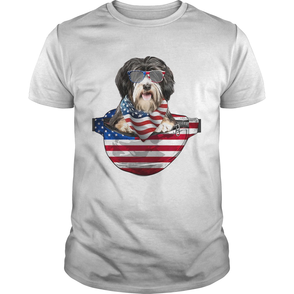 Tibetan terrier waist pack flag american flag independence day shirt