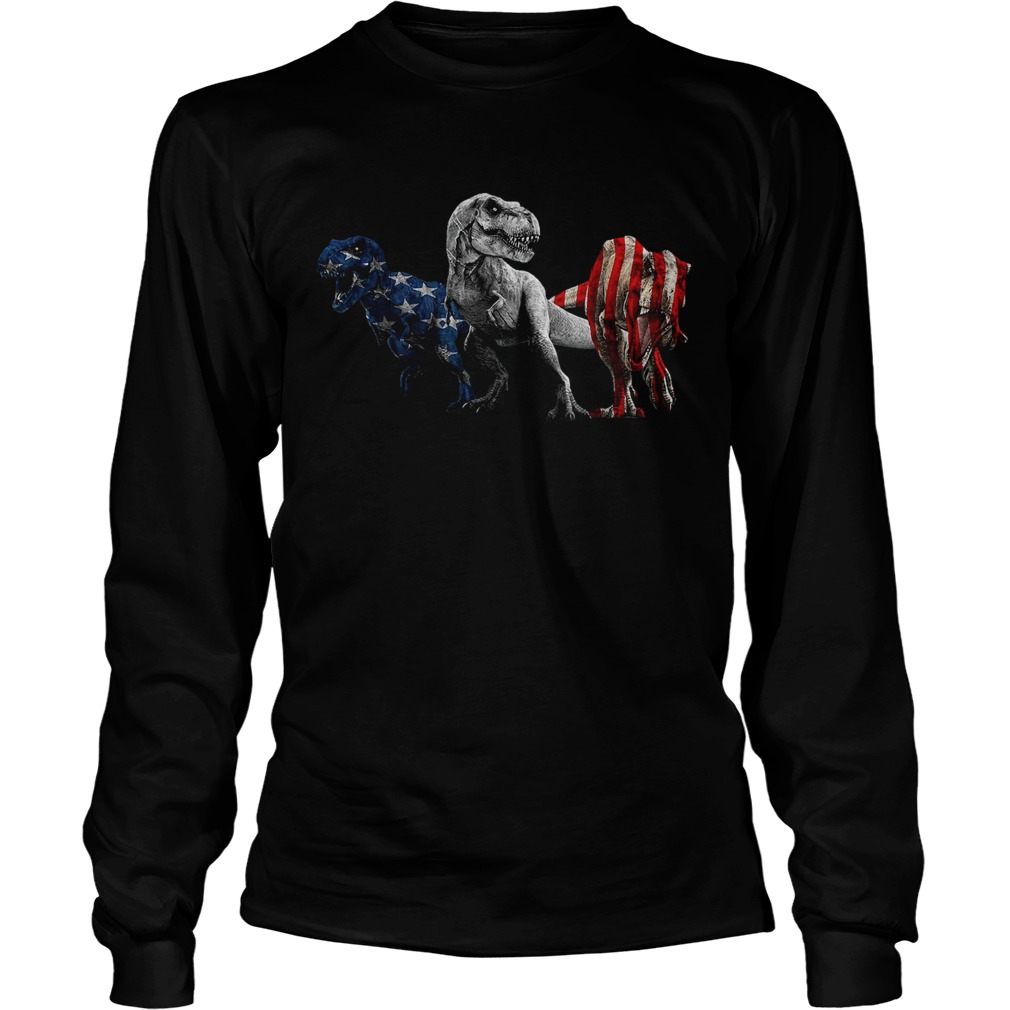 Trex Dinosaur American Flag 4th Of July  Long Sleeve