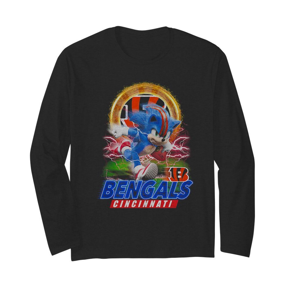 Ultra sonic the hedgehog playing rugby football cincinnati bengals  Long Sleeved T-shirt 