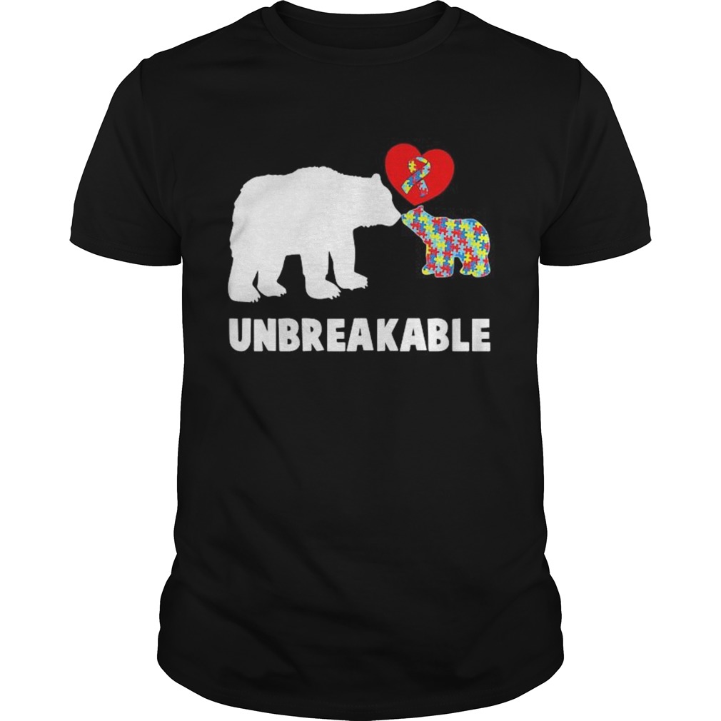 Unbreakable bear autism awareness heart shirt