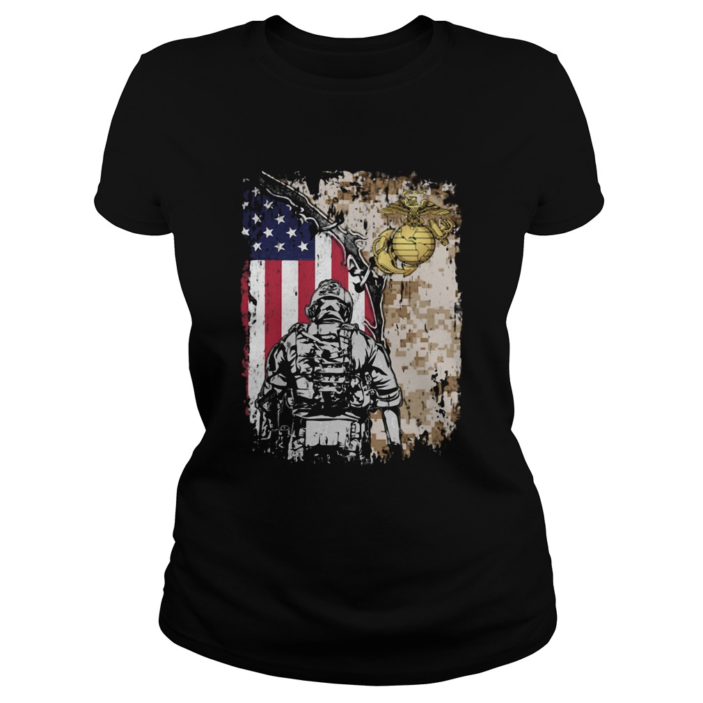 United State Marine Corps American flag veteran Independence day  Classic Ladies