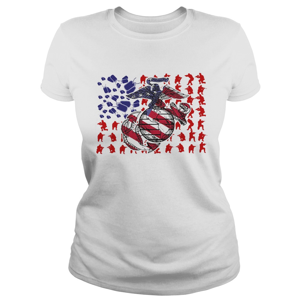 United States Marine Corps American Flag Veteran Independence Day  Classic Ladies