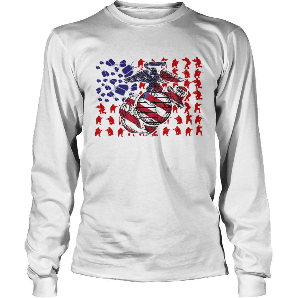 United States Marine Corps American Flag Veteran Independence Day  Long Sleeve