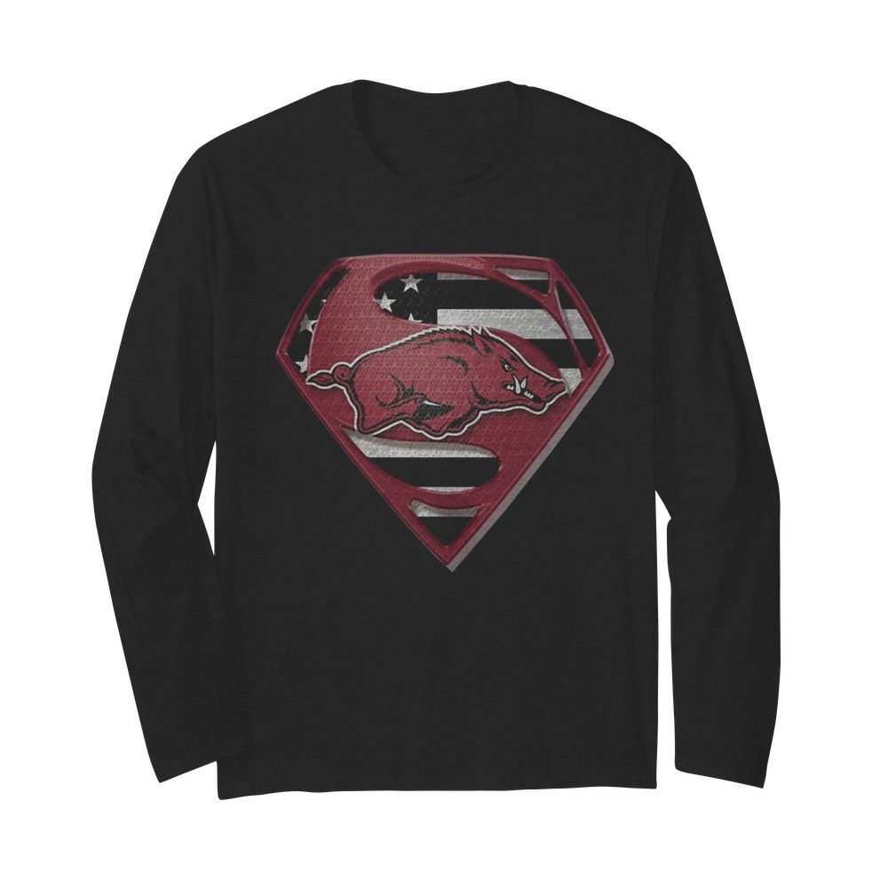 University Of Arkansas Hog Superman  Long Sleeved T-shirt 