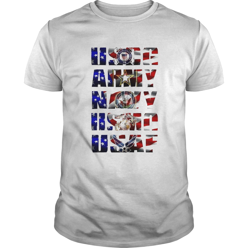 Uscg army navy usaf american flag independence day shirt