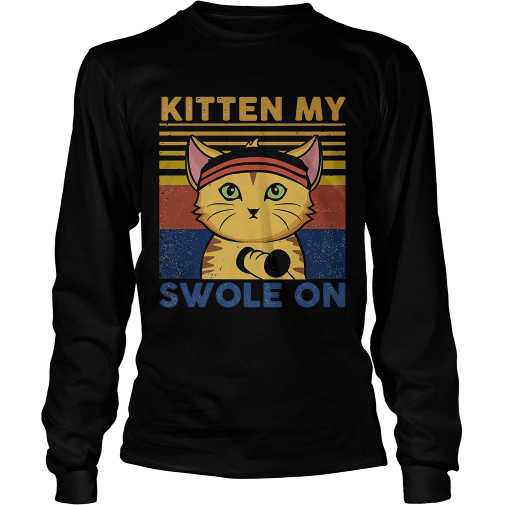 Weightlifting cat kitten my swole on vintage 2020  Long Sleeve