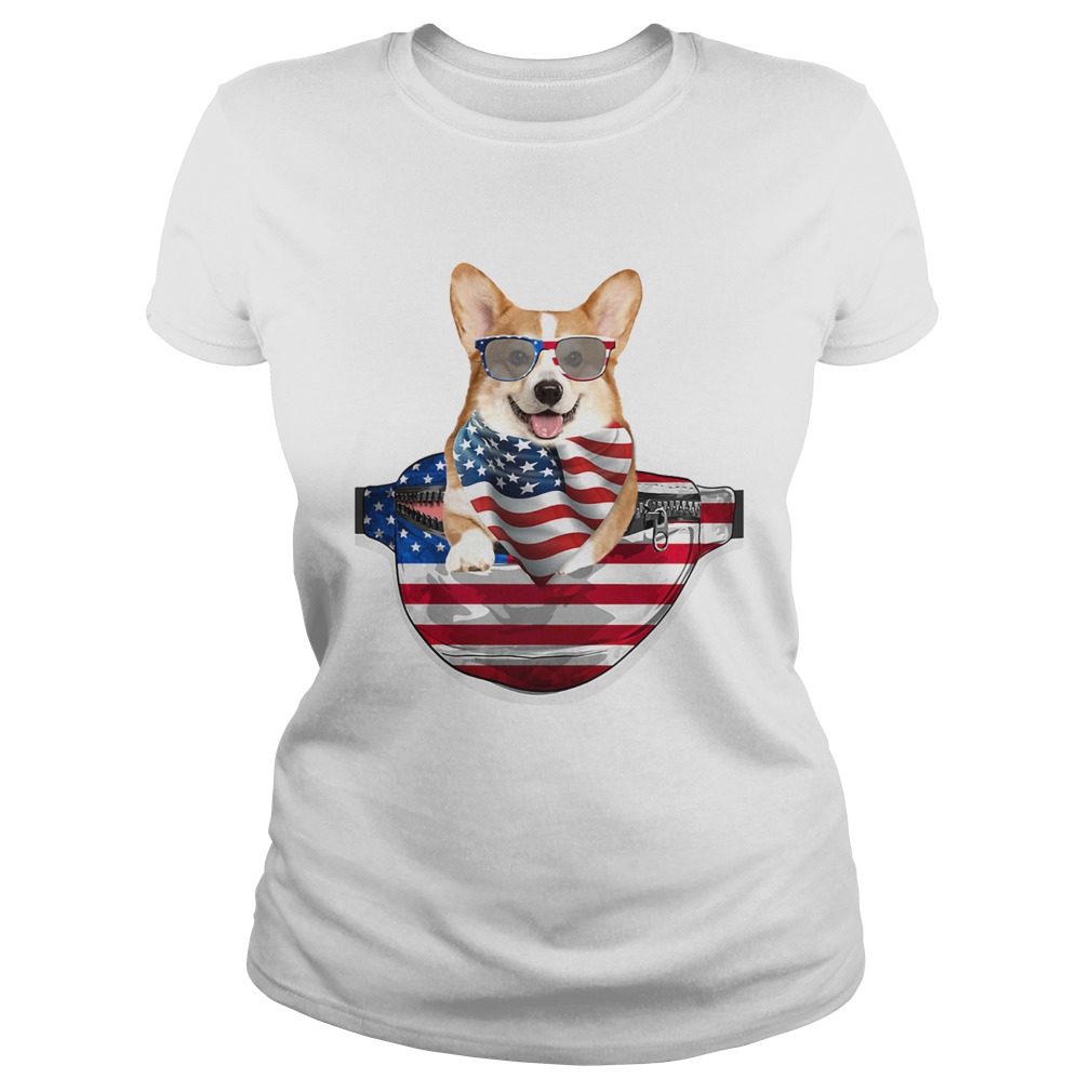 Welsh corgi waist pack american flag independence day  Classic Ladies