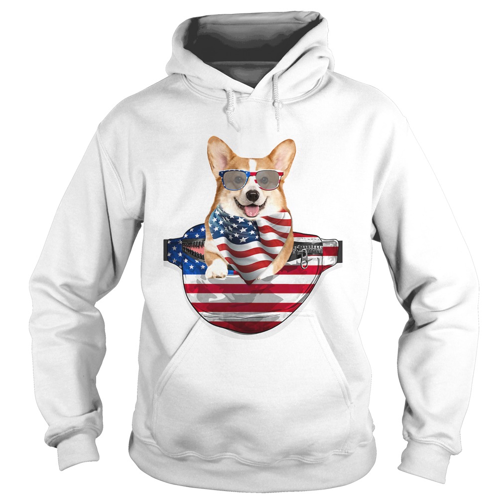 Welsh corgi waist pack american flag independence day  Hoodie