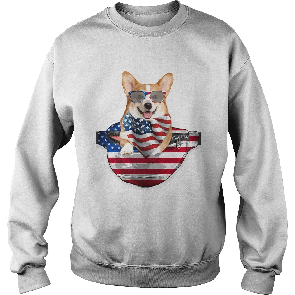 Welsh corgi waist pack american flag independence day  Sweatshirt