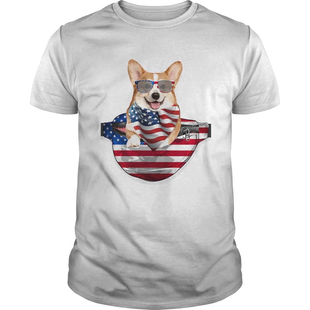 Welsh corgi waist pack american flag independence day  Unisex