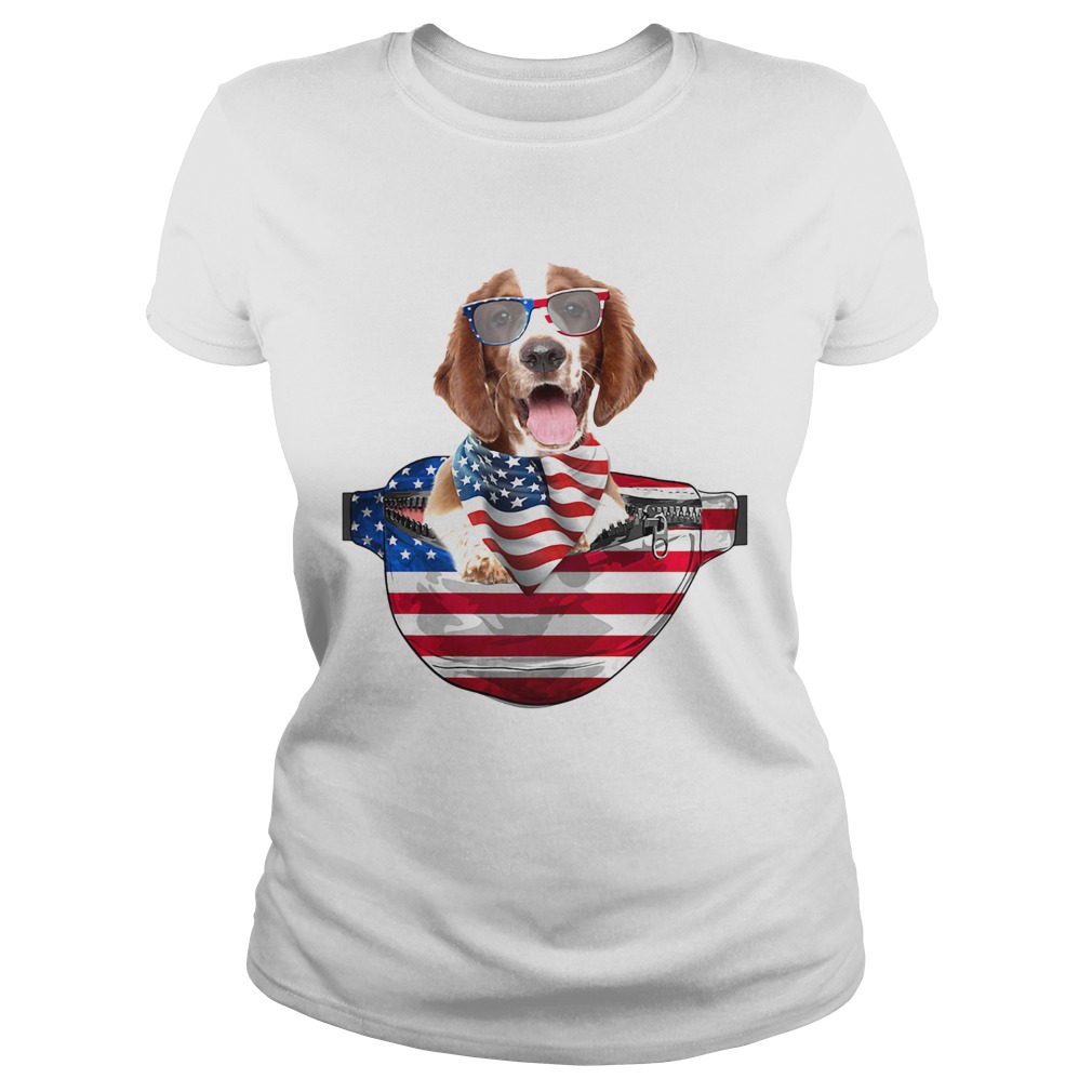 Welsh springer spaniel waist pack american flag independence day  Classic Ladies