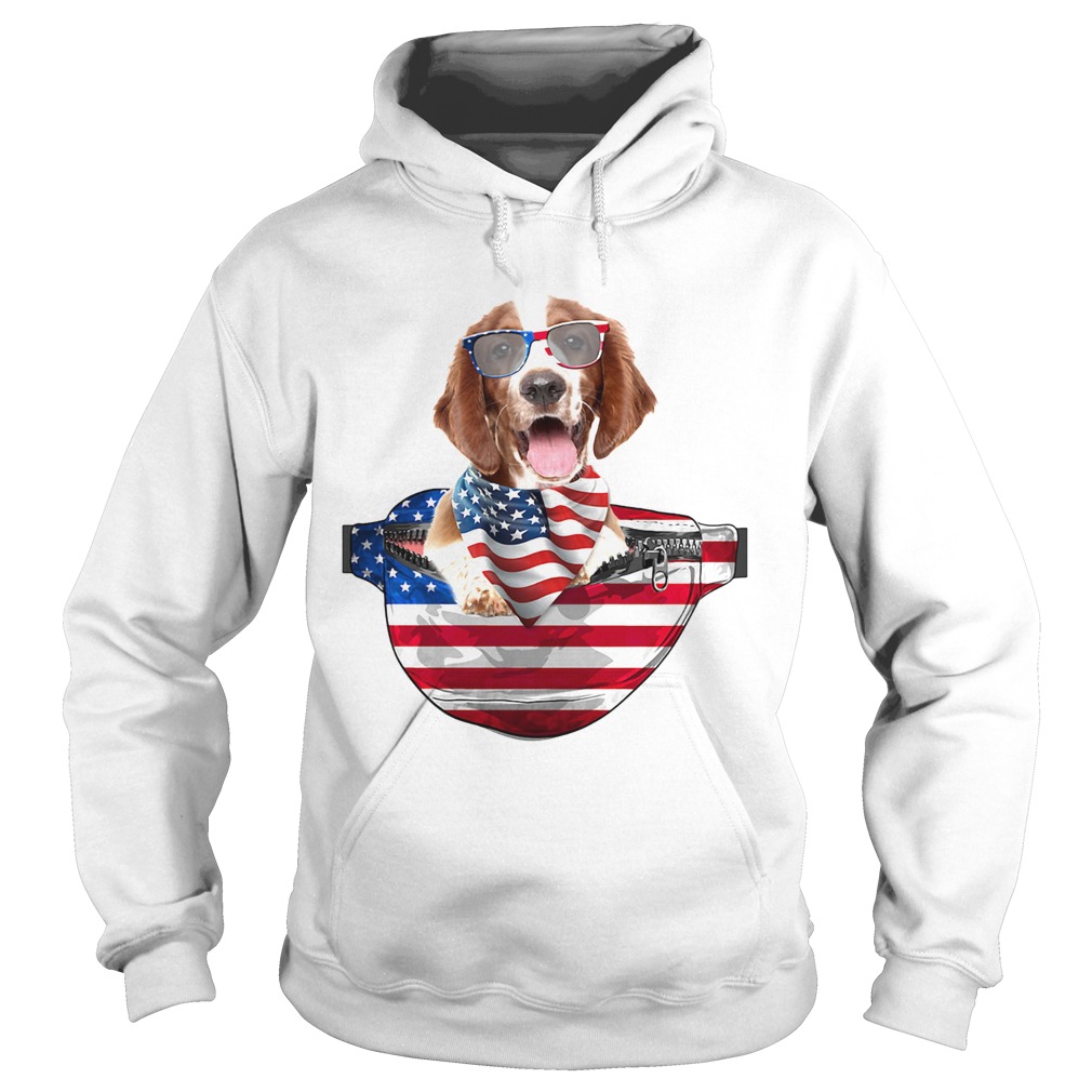 Welsh springer spaniel waist pack american flag independence day  Hoodie