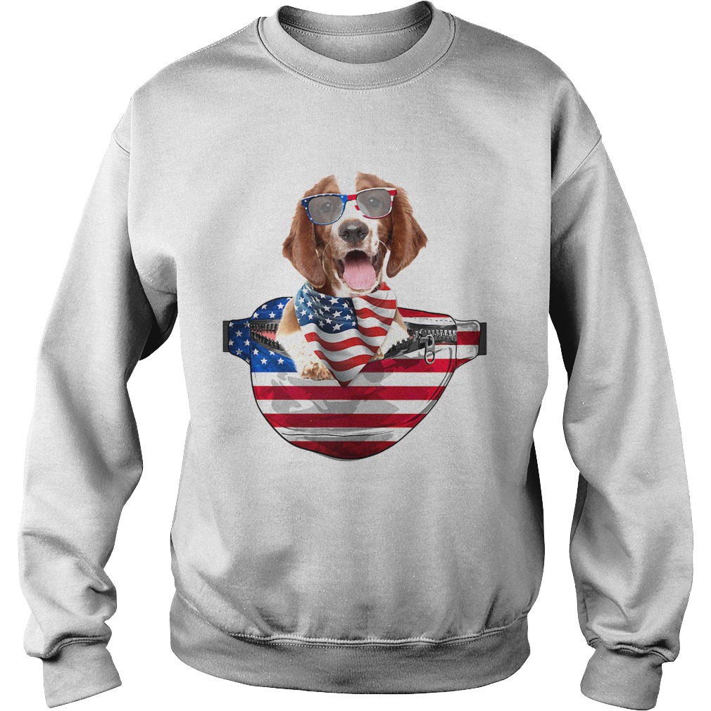 Welsh springer spaniel waist pack american flag independence day  Sweatshirt