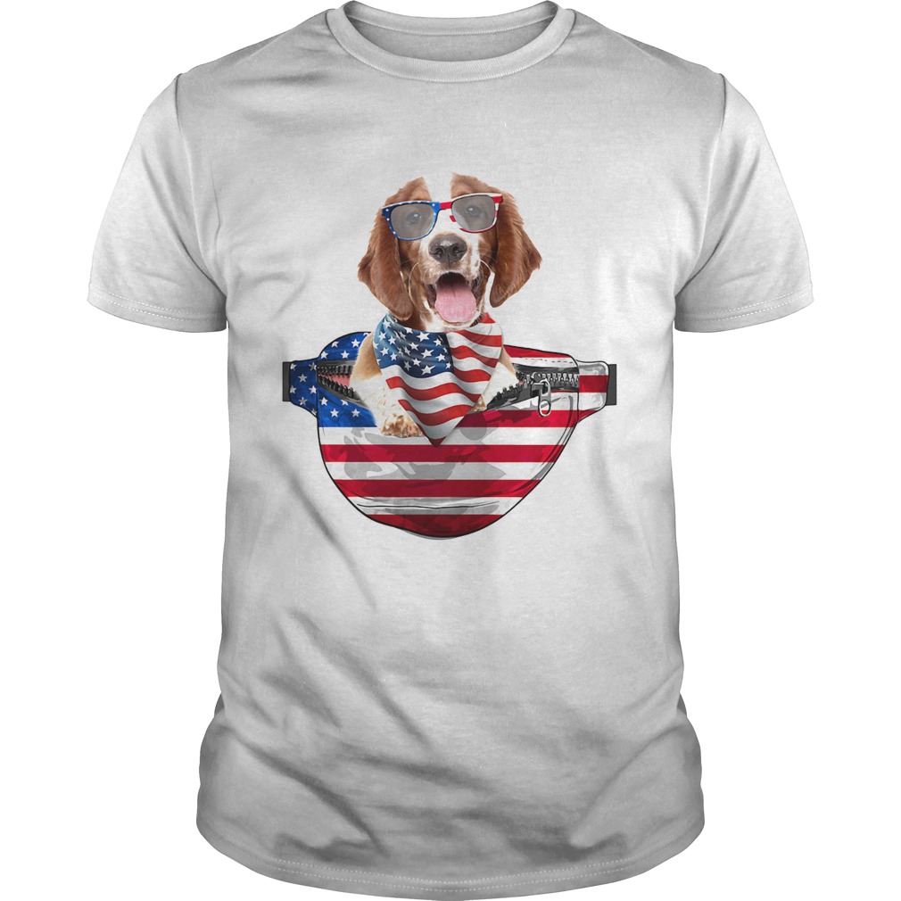 Welsh springer spaniel waist pack american flag independence day  Unisex