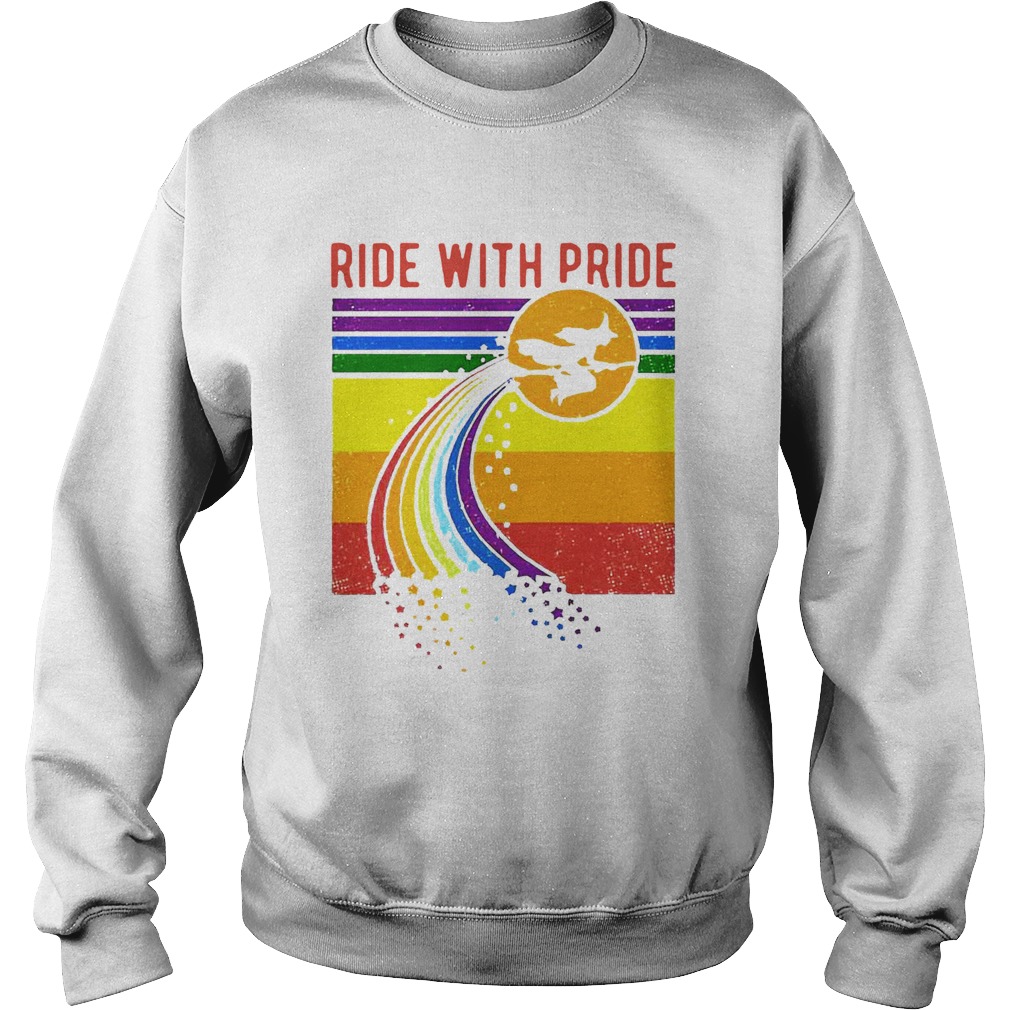 Witch Ride With Pride LGBT Pride Vintage  Sweatshirt