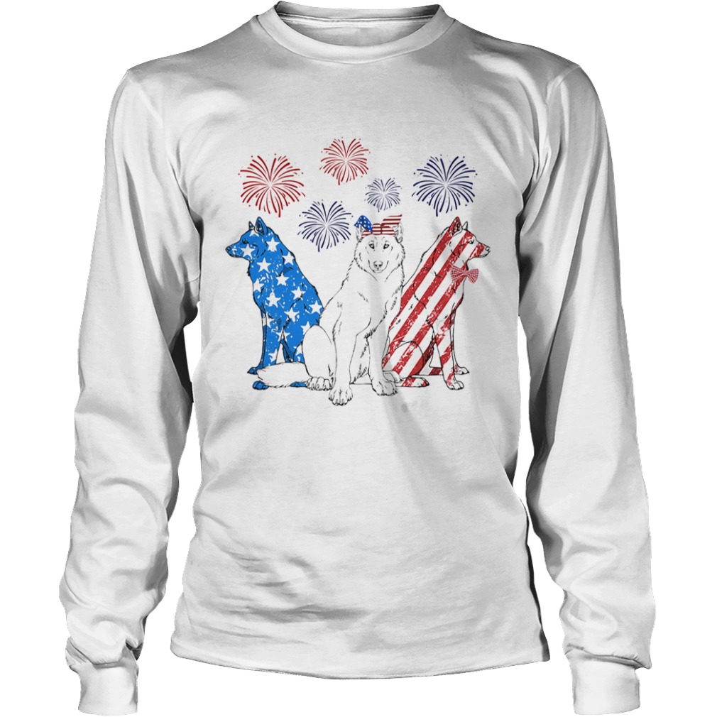 Wolf firework american flag independence day  Long Sleeve