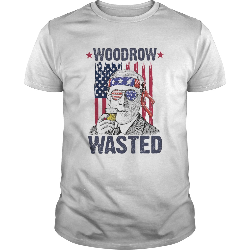 Woodrow wasted wine American flag veteran Independence Day shirt