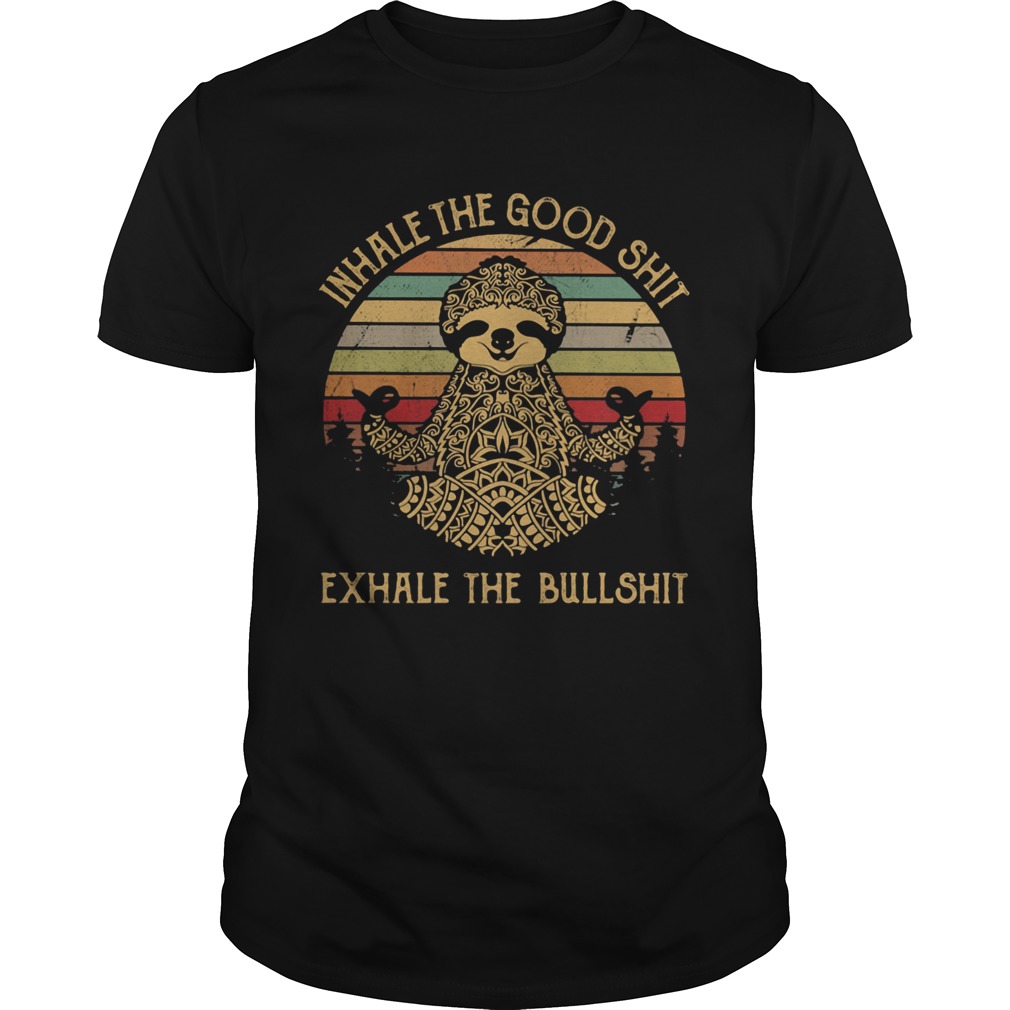 Yoga sloth whale the good shit exhale the bullshit vintage retro shirt