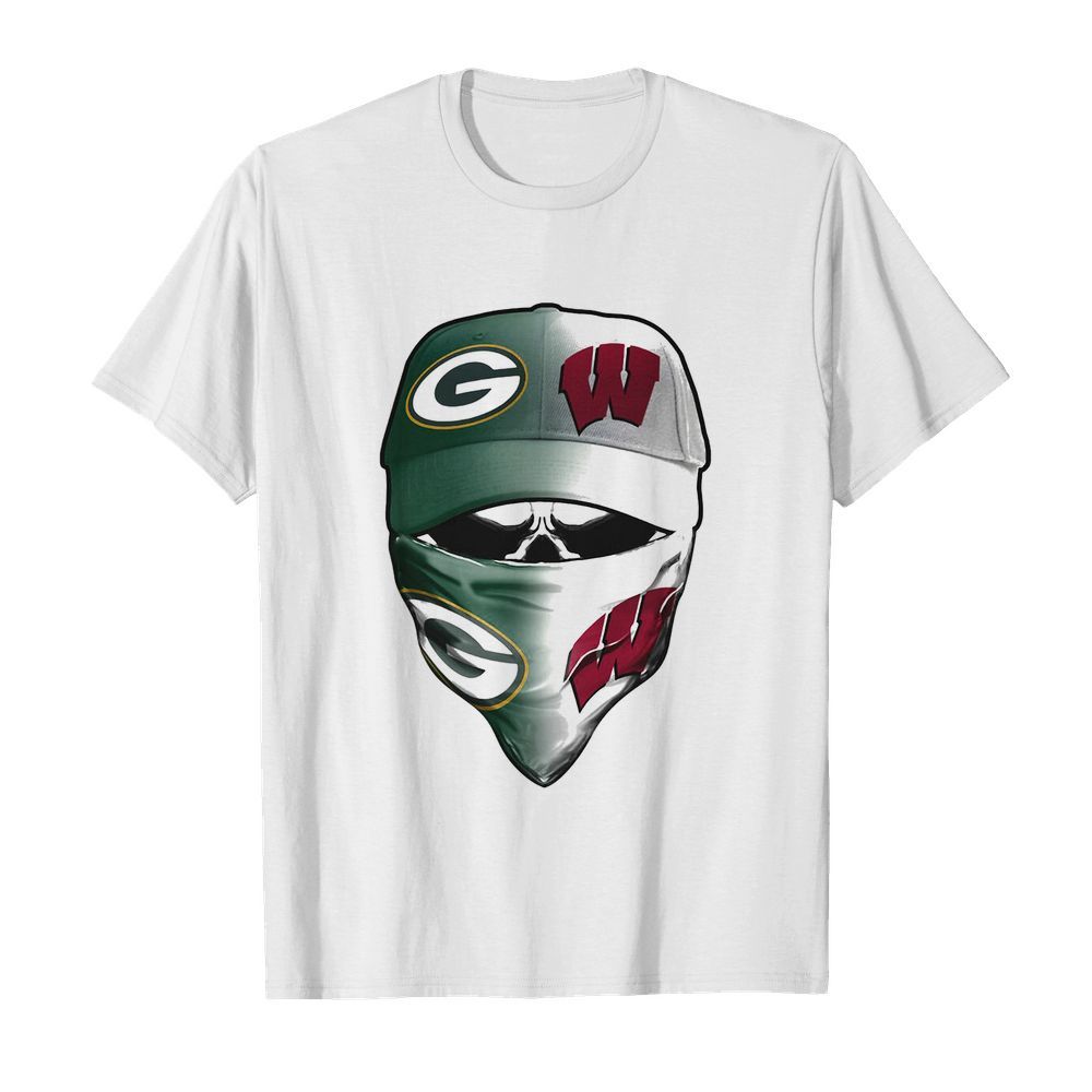 kull mask green bay packers and wisconsin badgers shirt