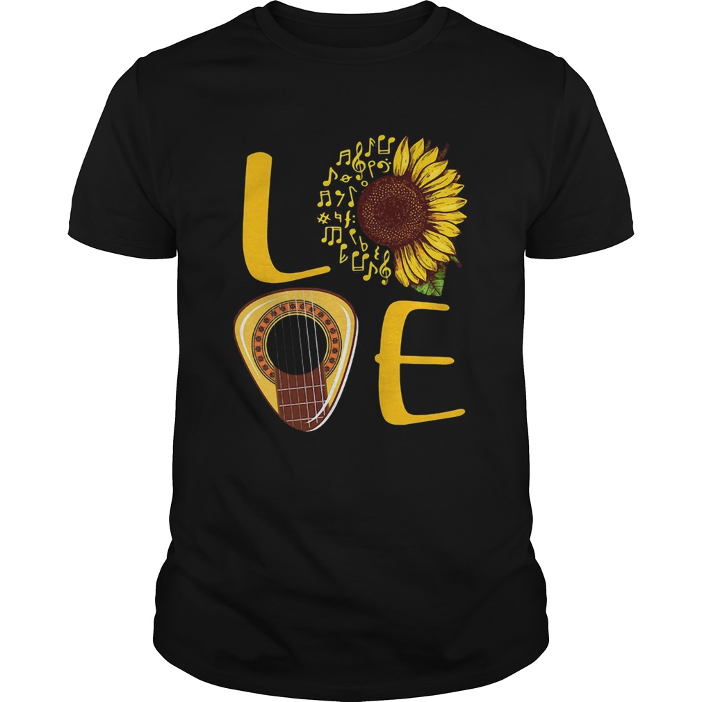 love guitar sunflower shirt