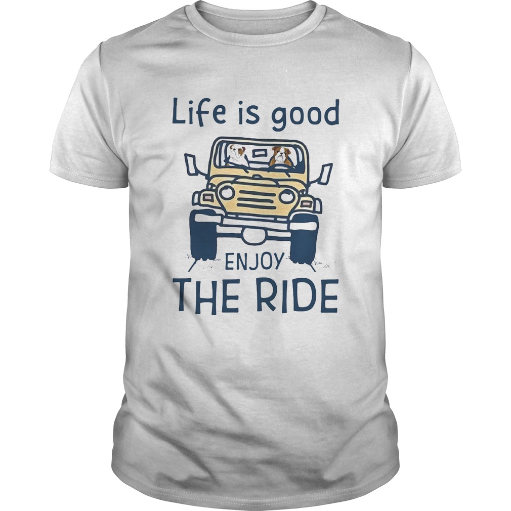 1594908430Bull dog life is good enjoy the ride yellow car shirt