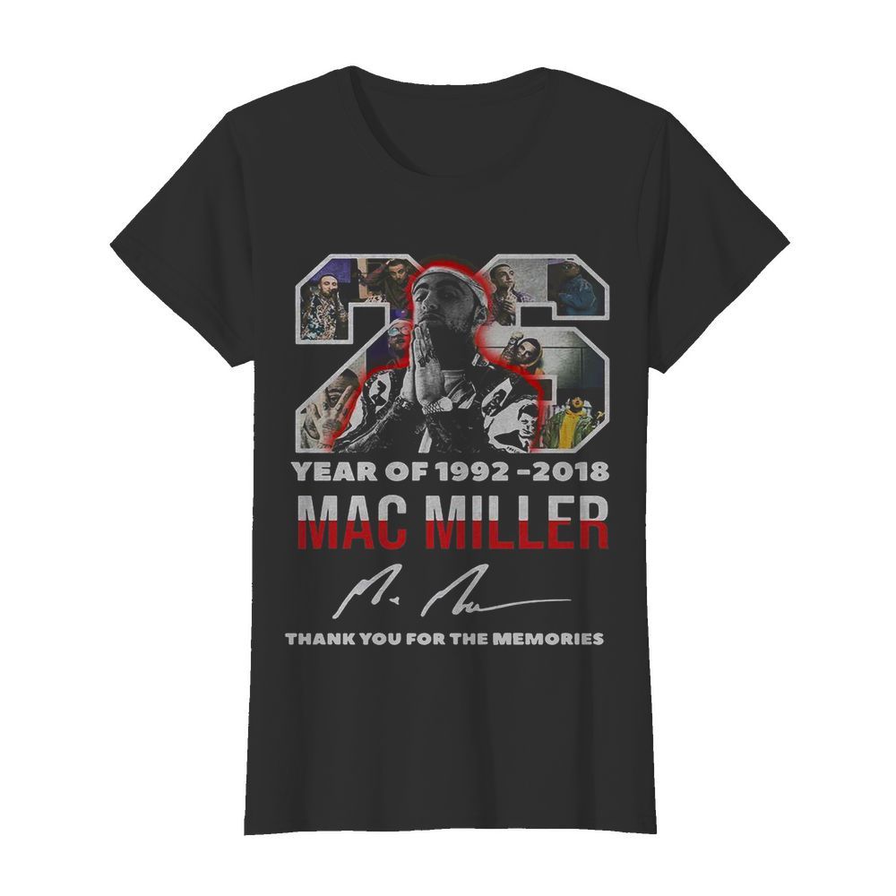 26 year of 1992 2018 mac miller thank you for the memories signature  Classic Women's T-shirt