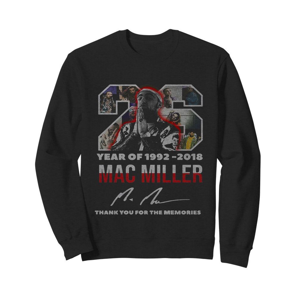 26 year of 1992 2018 mac miller thank you for the memories signature  Unisex Sweatshirt