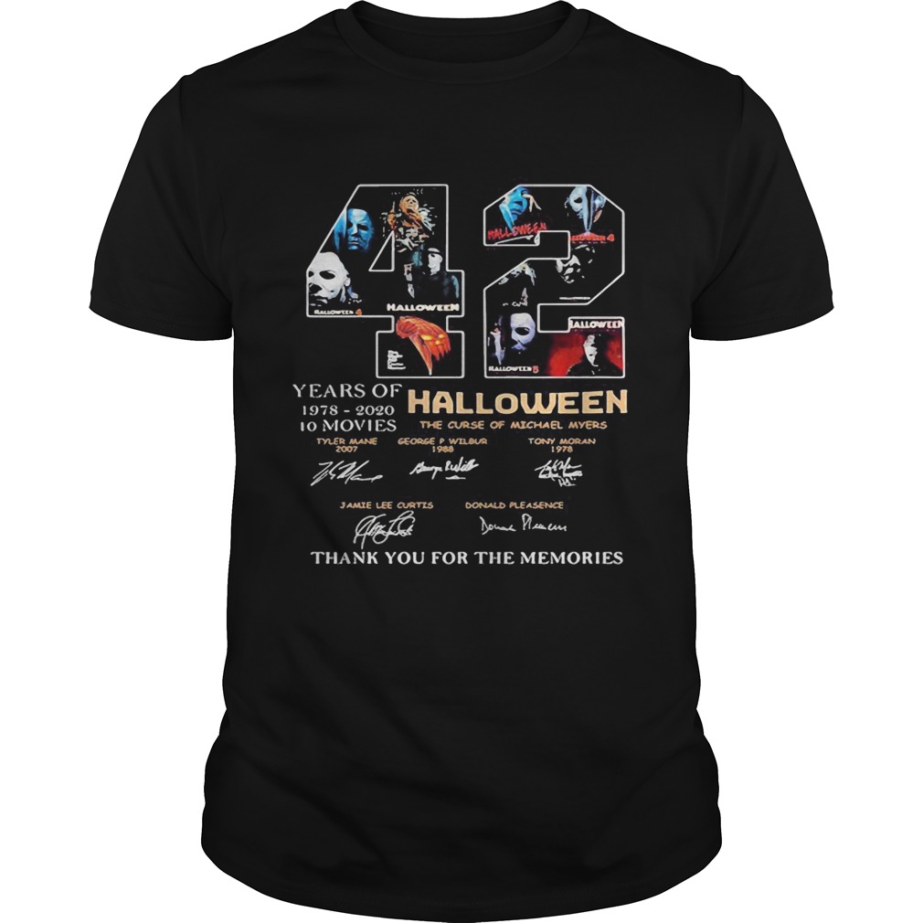 42 years of 1978 2020 10 moves halloween thank you for the memories signatures shirt