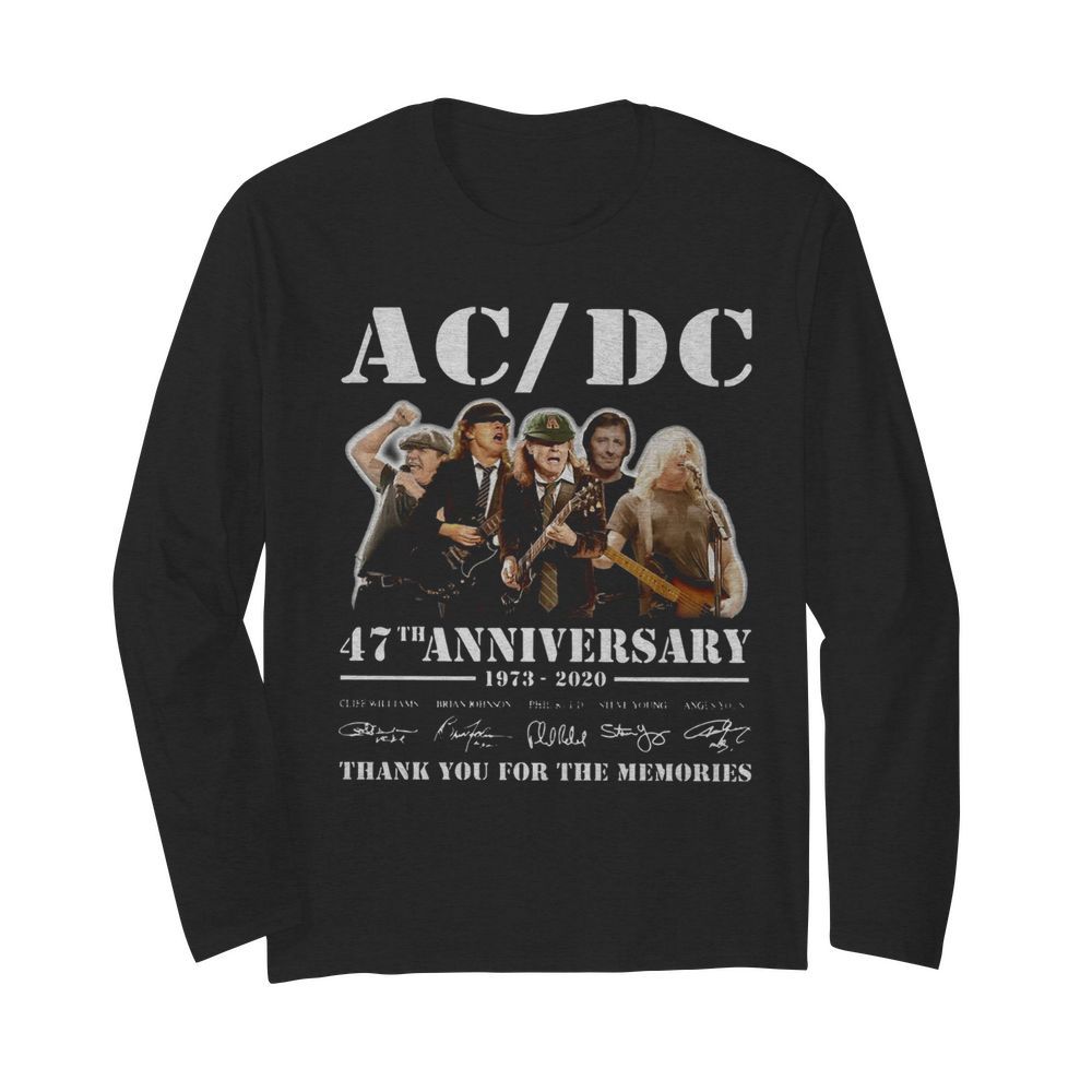 ACDC Band 47th Anniversary 1973-2020 Signatures  Long Sleeved T-shirt 